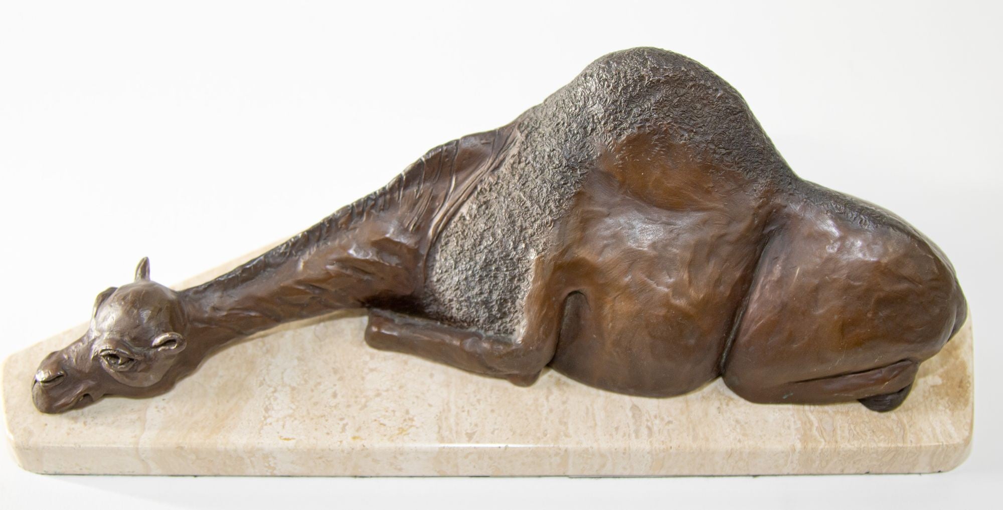 Bronze Resting Camel Sculpture on Marble Stand French School