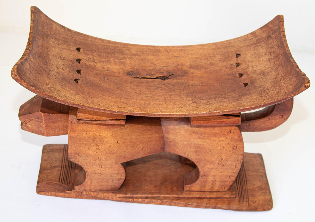 Antique Ghanian Ashanti Style Stool with Leopard Carved, Africa — additional view 12