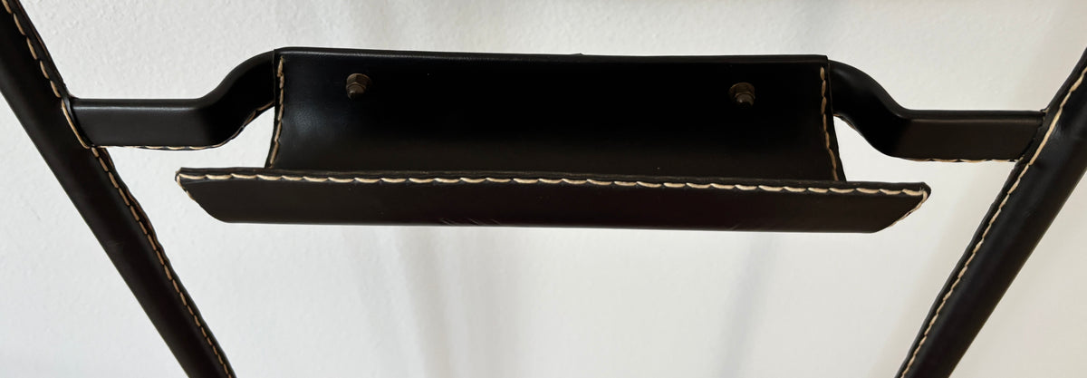 Jacques Adnet Valet Leather Wrapped with Original Tartan Plaid