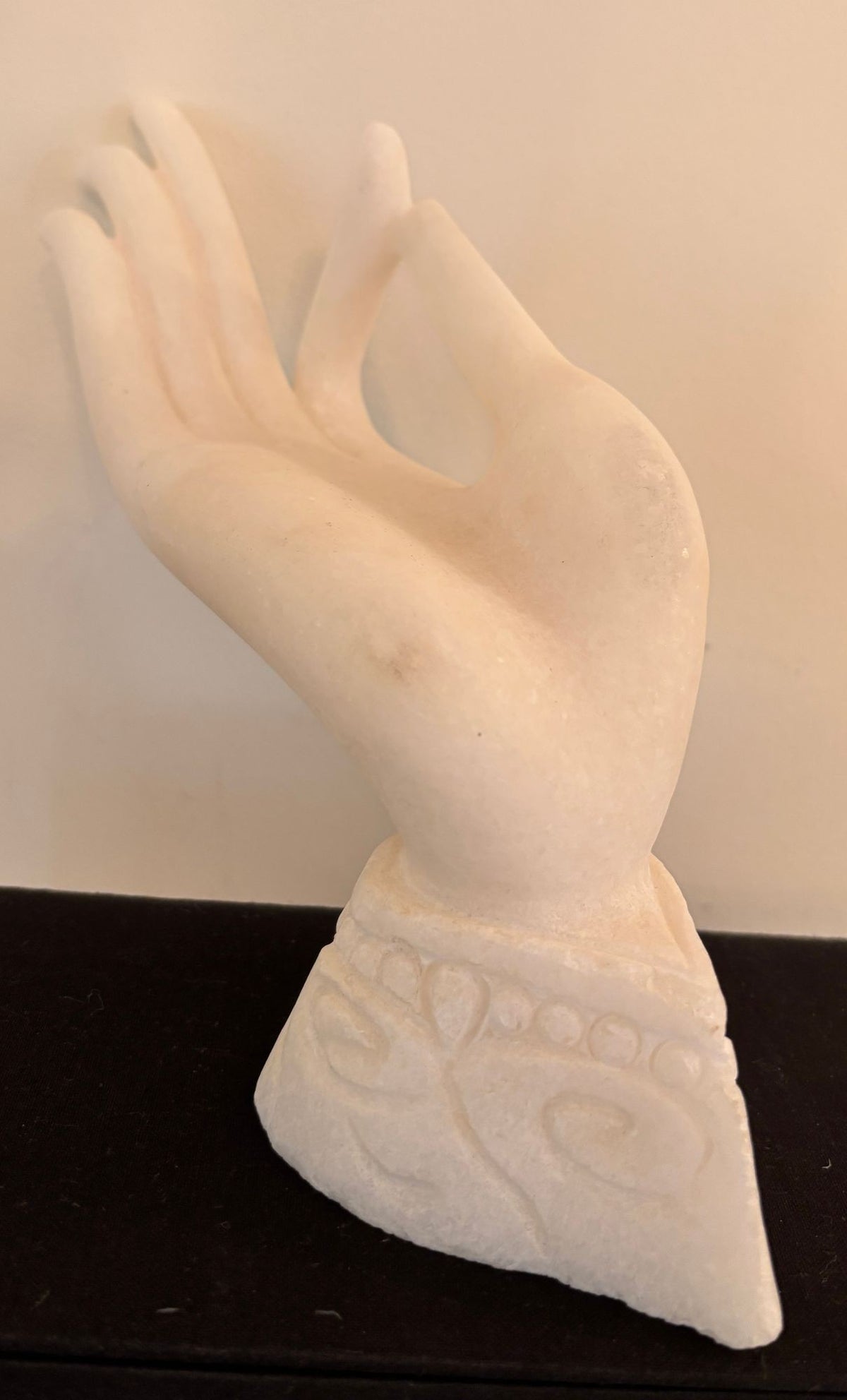 Vintage Alabaster Gyan Mudra Buddha Meditation Hand Sculpture in Box