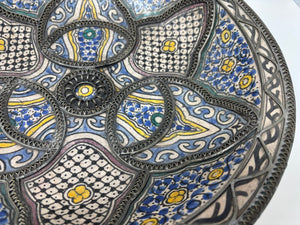 Antique Moroccan Moorish Handcrafted Ceramic Bowl Dish from Fez