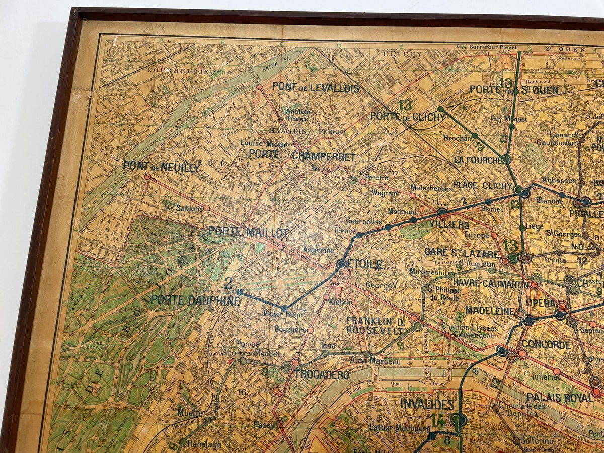 Vintage Paris Metro Map Print, Framed Mid-20th Century Artwork — additional view 12