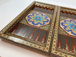 Moorish Persian Inlaid Micro Mosaic Backgammon and Chess Board