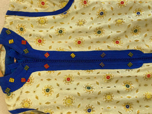 Vintage Moroccan Caftan in Royal Blue And Gold