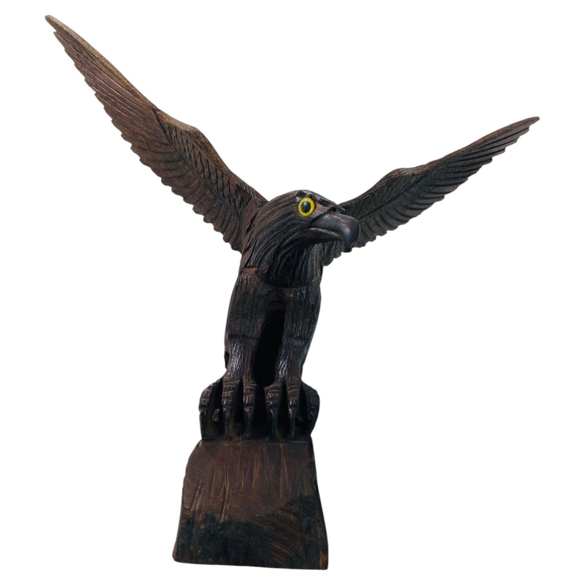 1960s Large Hand-carved Iron Wood American Bald Eagle Art Sculpture — United States