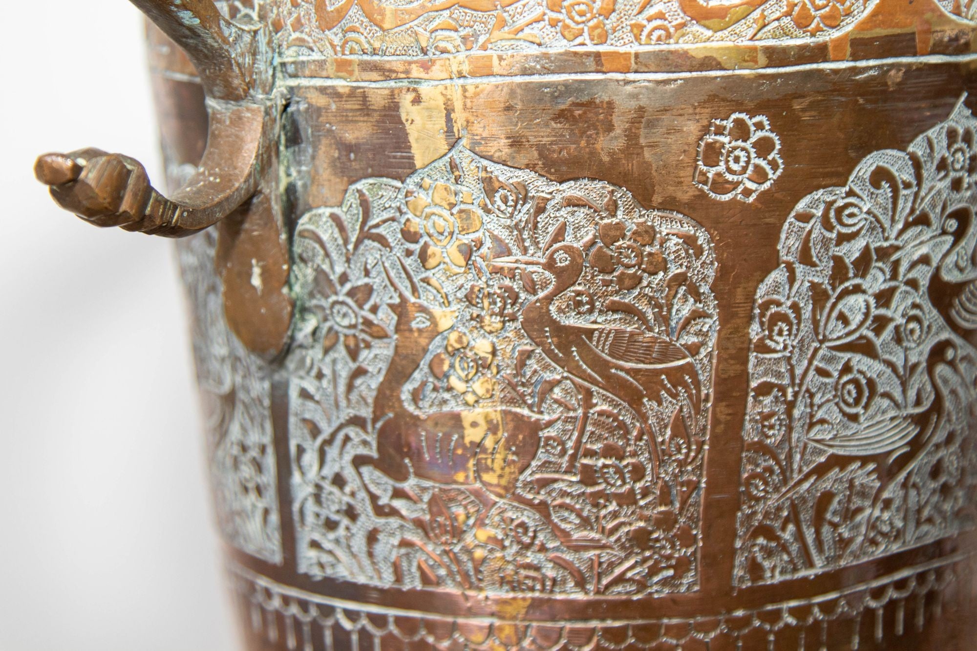 Antique Middle Eastern Islamic Copper Vase with Handles