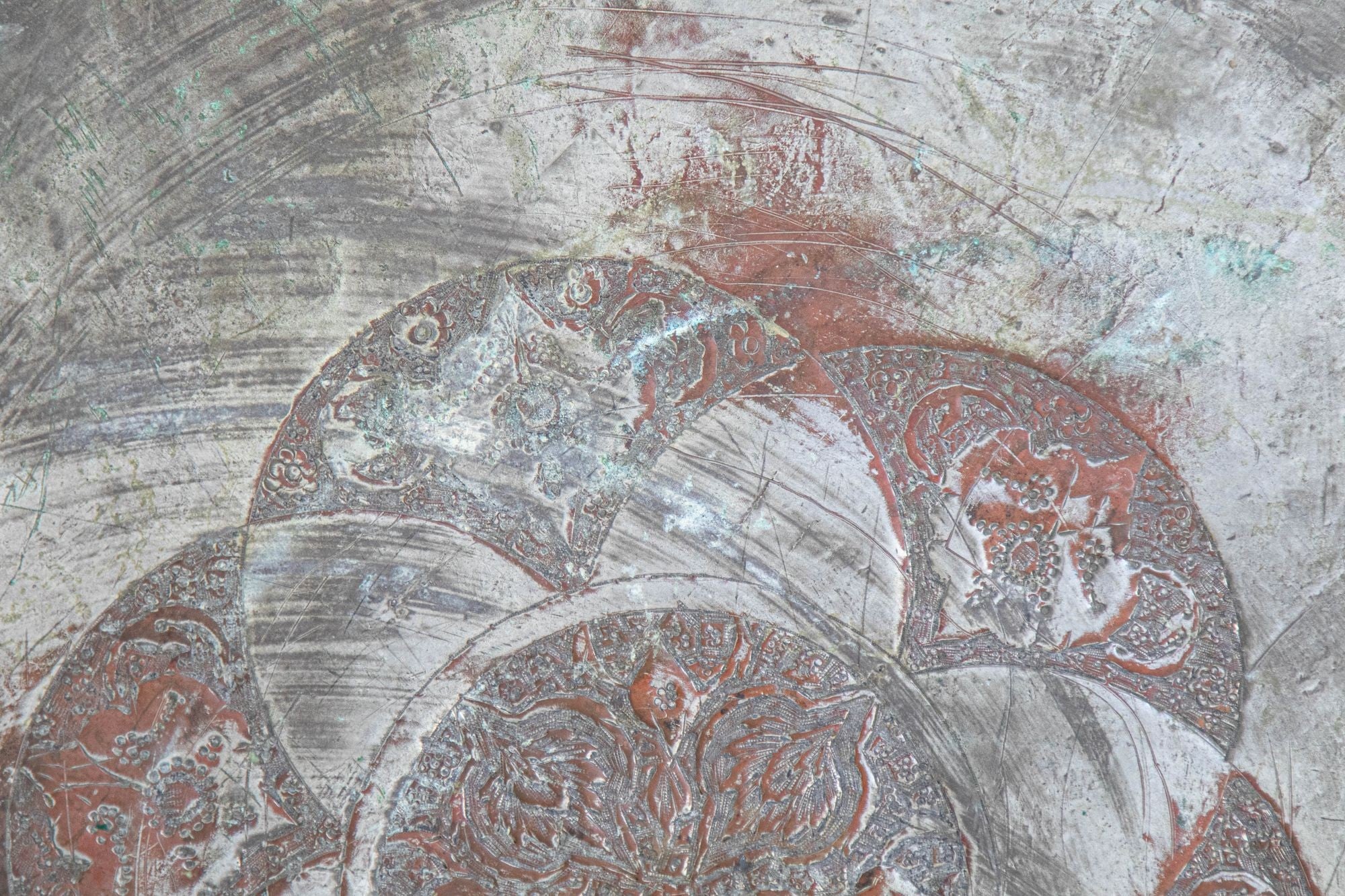 Antique Large Tinned Copper Ottoman Turkish Circular Tray