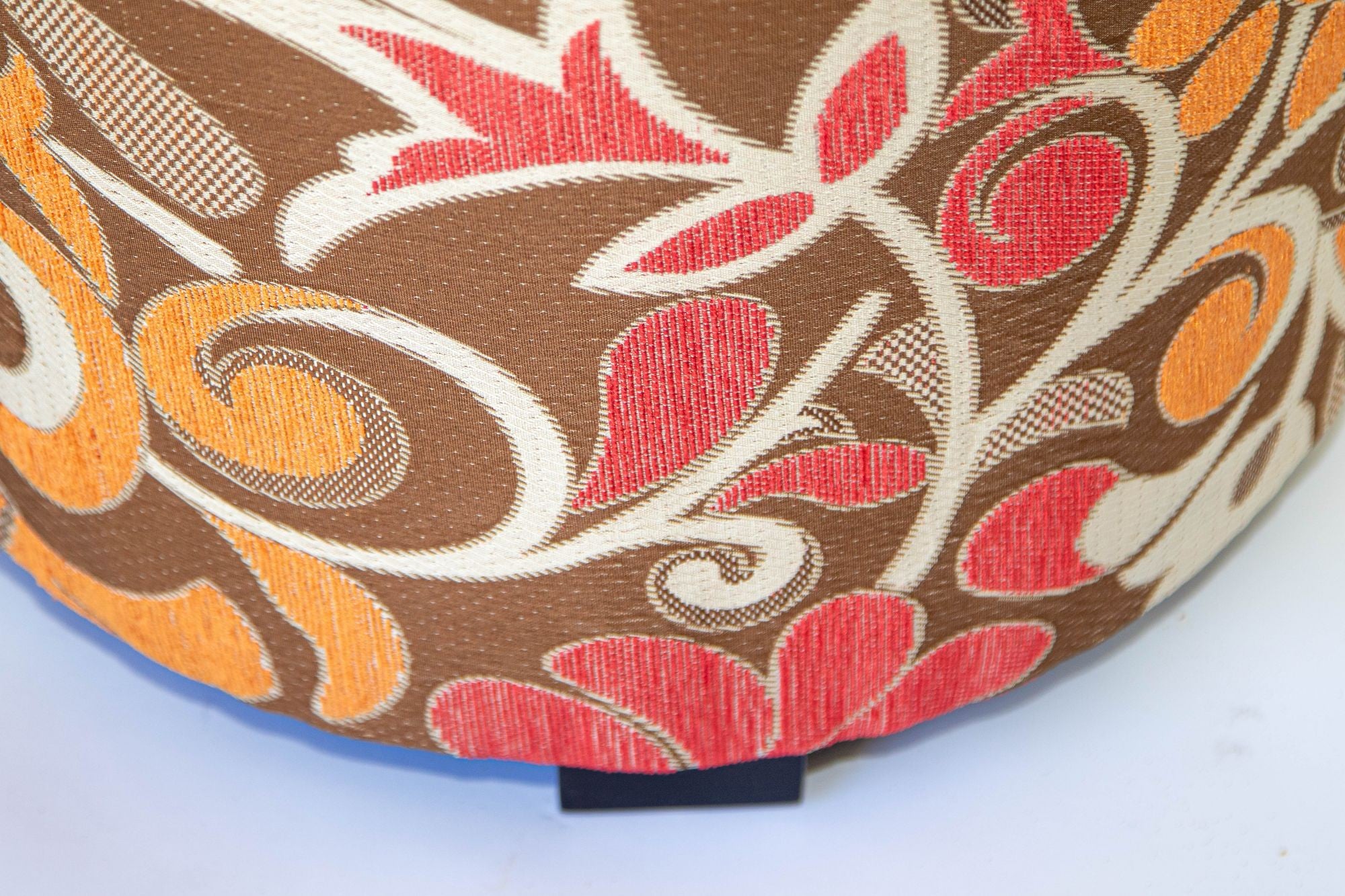 Moroccan Pouf Upholstered Stool in Bold Colorful Floral Fabric