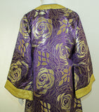 Moroccan Caftan Purple and Gold Damask Embroidered Vintage Kaftan 1960