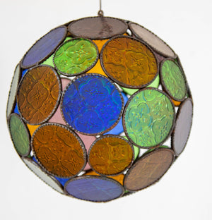 Vintage Moroccan Multi-Color Glass Orb Lantern Moorish Style