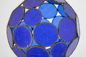 Vintage Moroccan Royal Blue Moorish Glass Orb Glass Lantern