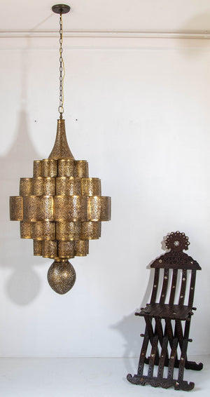 Large Moroccan Brass Chandelier Moorish Alhambra