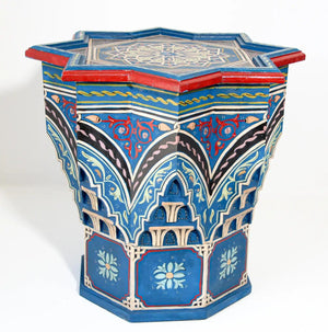 Moroccan Moorish Star Shape Blue Side Table 1960s