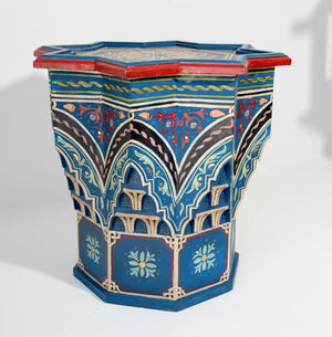 Moroccan Star Shape Blue Side Tables 1960s Pair of Moorish Tables