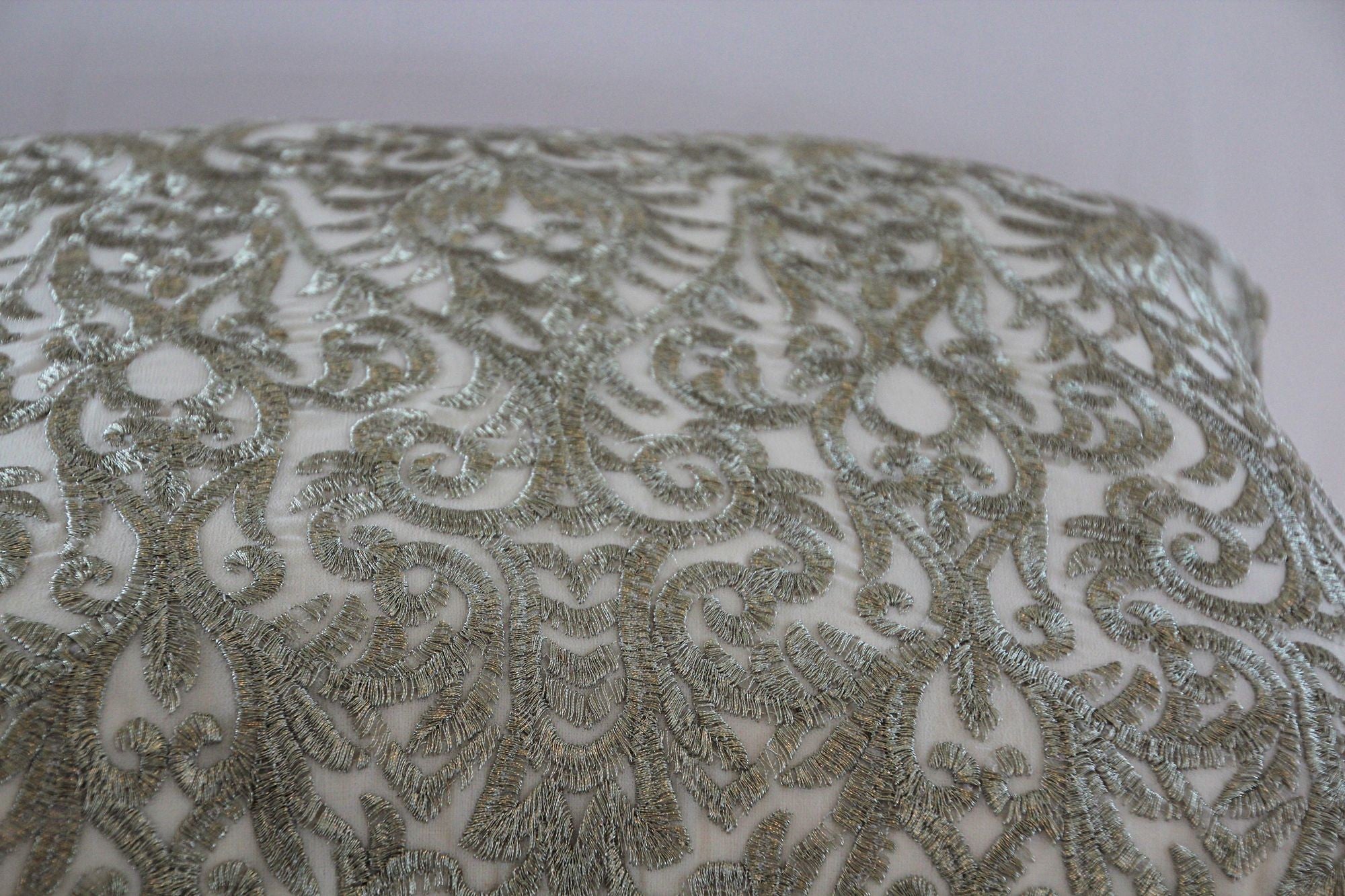 Turkish Moorish Ottoman Style Throw Pillow with Silver Metallic Embroidery