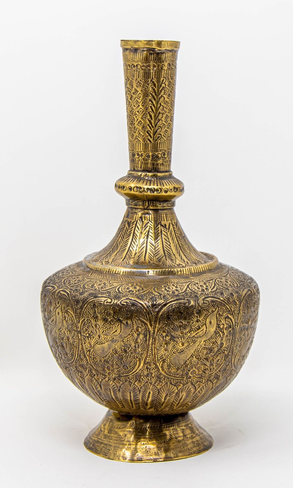 Antique Islamic Persian Brass Etched Vase 19th c.