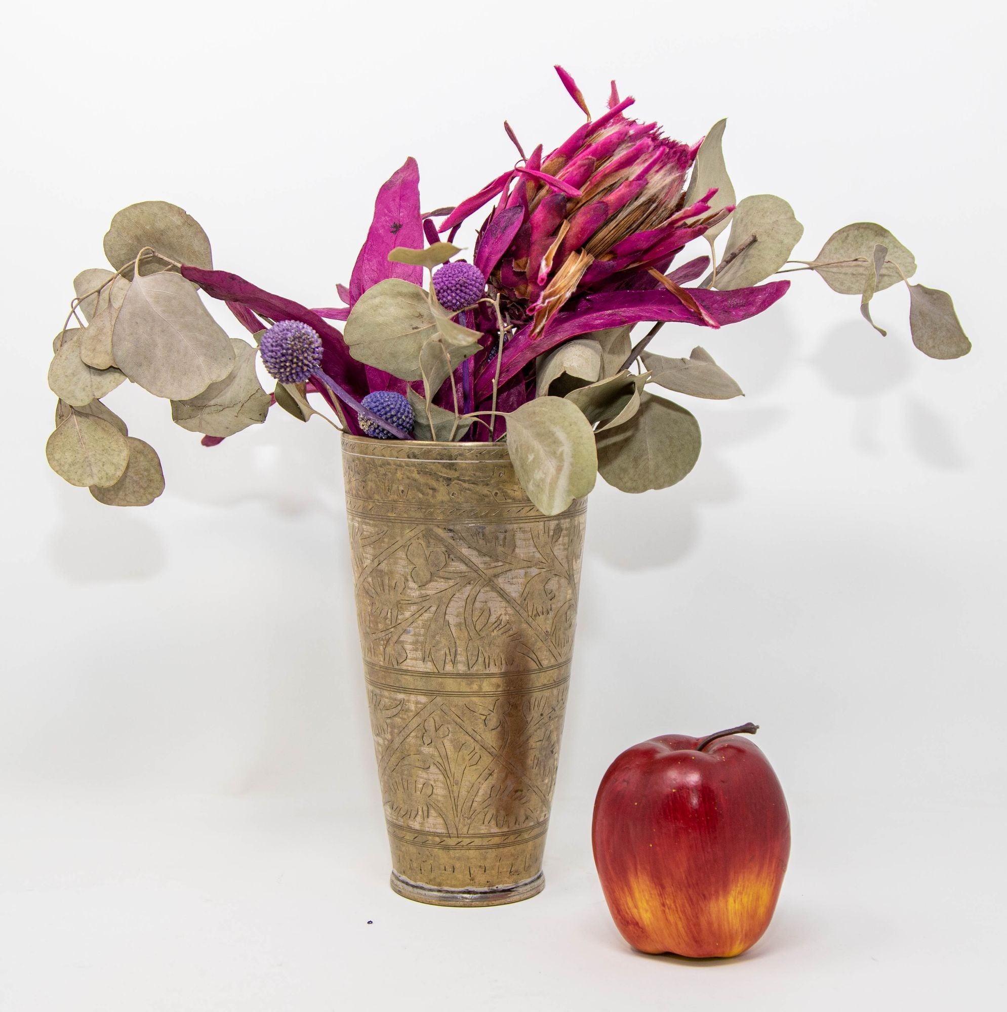 Antique Metal Engraved Mughal Beaker or Vase from India 1940s