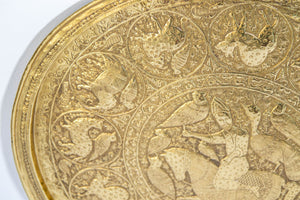 Collectible Islamic Asian Metalwork Polished Brass Tray Circa 1940s