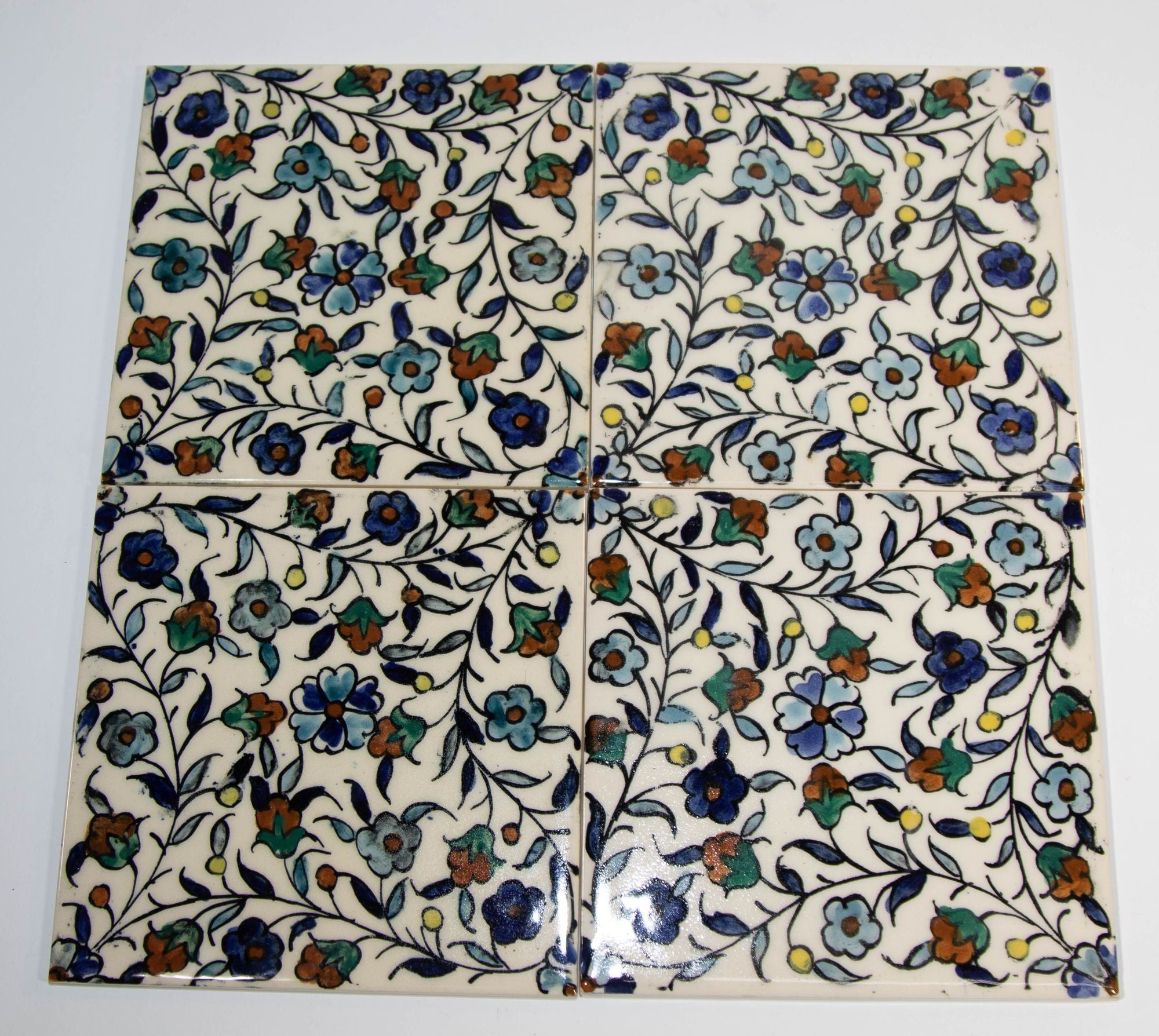 Vintage Iznik Islamic Porcelain Tiles Hand painted Set of 35 Tiles