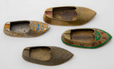 Vintage Brass Etched Aladdin Middle Eastern Slipper Shoe Ashtray Set of 4
