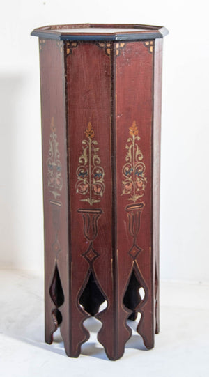 Moroccan Pedestal Table in Moorish Hand Painted Design Octagonal Shape 1960s