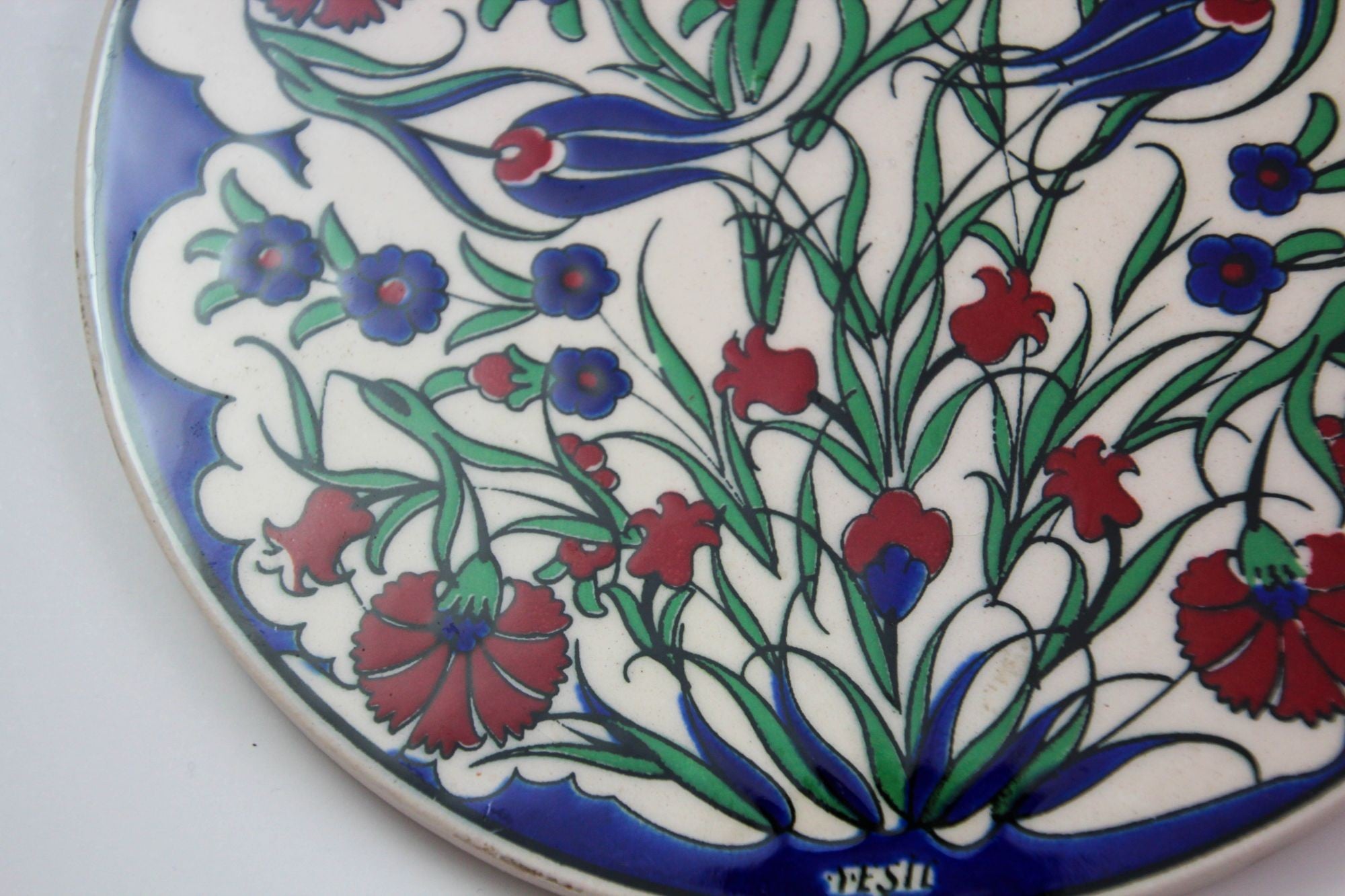 Turkish Iznik Style Ceramic Tiles Set of 3