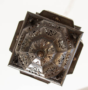 Vintage Moroccan Hanging Lantern Clear and Multicolor Glass Made in Marrakech
