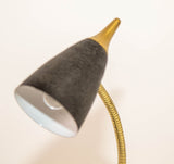 Mid-Century Modern Brass Gooseneck Desk Lamp, Black & Gold, USA, circa 1950s