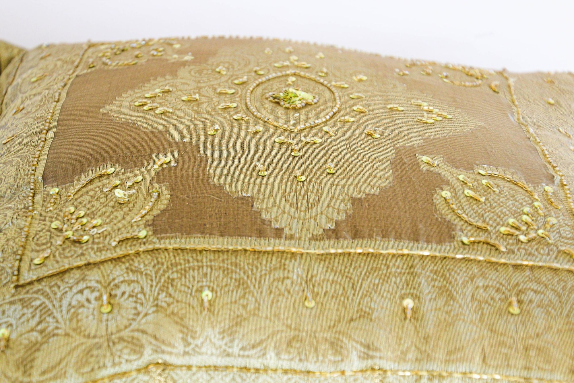 Gold Moorish throw Pillows Embellished with Sequins and Beads a Pair