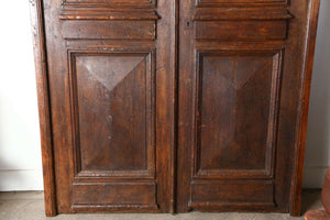 Set of French Painted Double Entry Door with Iron Insert