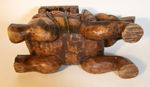 Vintage Asian Elephant Hand-Carved Wooden Stool