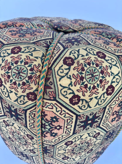 Moroccan Pouf Upholstered in Moorish Textile Fabric Stool