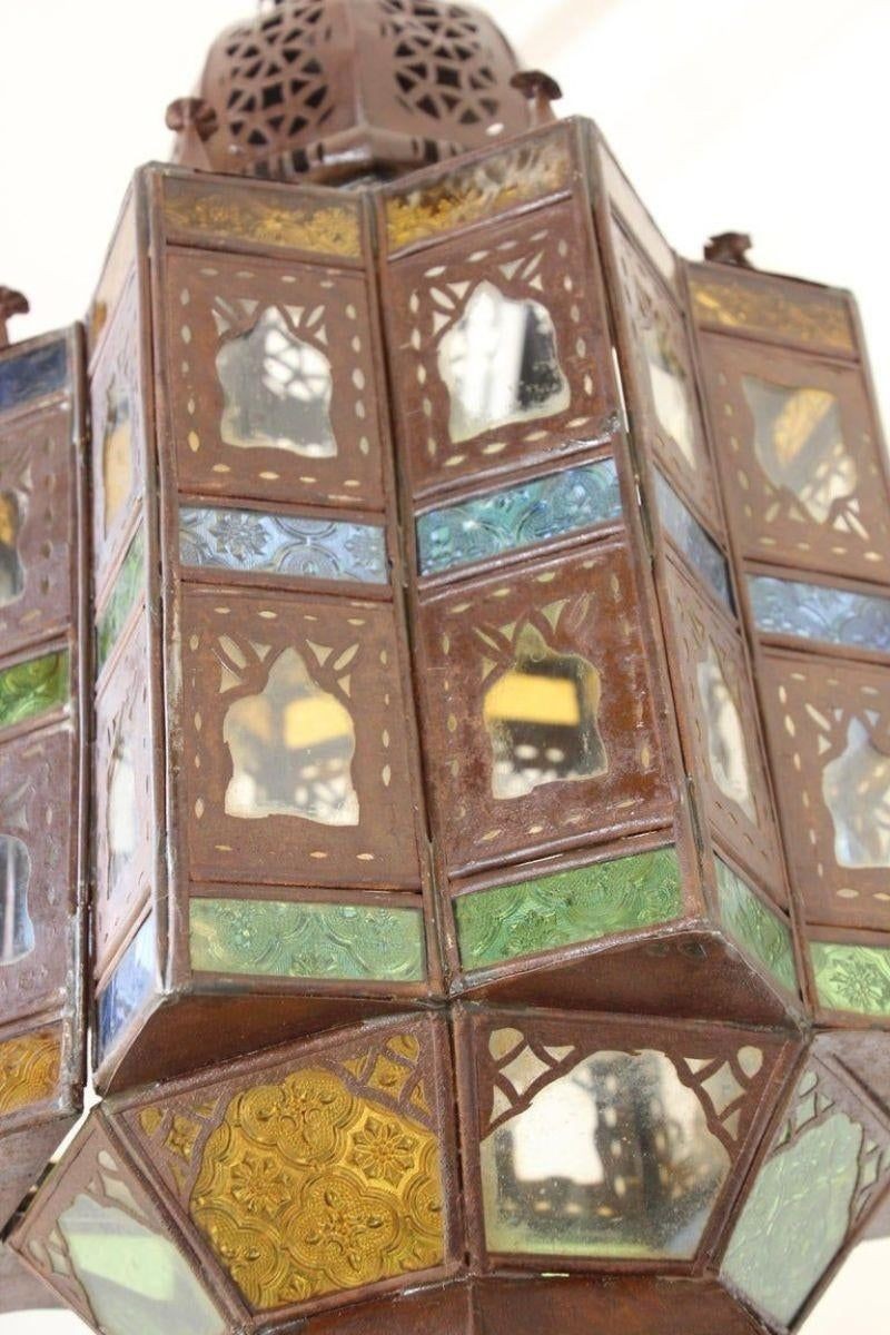 Late 20th Century Moroccan Moorish Hanging Glass Lantern
