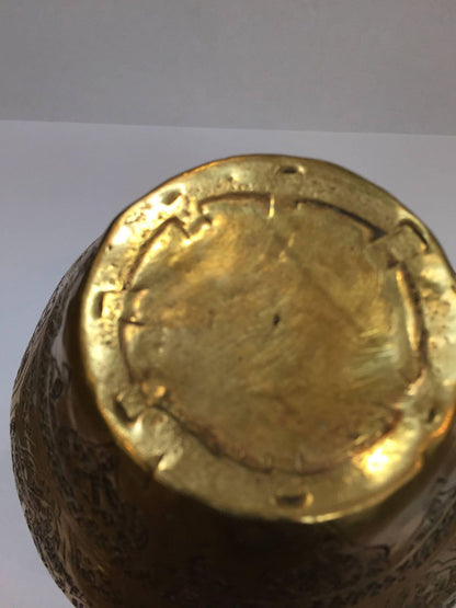 Middle Eastern Moorish Brass Bowl Engraved with Arabic Calligraphy