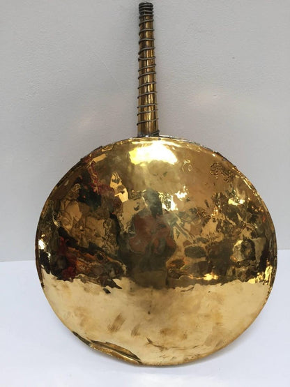 Handcrafted Moroccan Brass Drinking Flask with Glass Stones, 1940