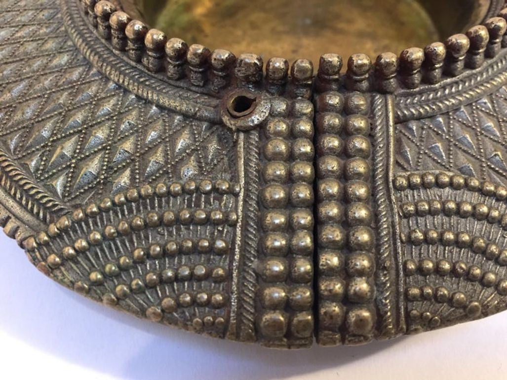 Antique Indian Dhokra Tribal Brass Anklet Repurposed as Catchall, circa 1920