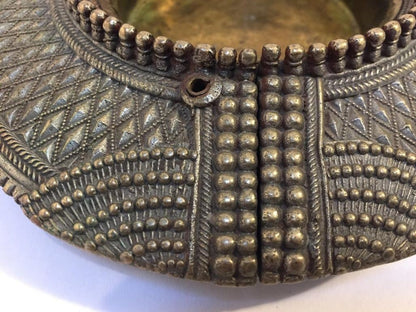 Antique Indian Dhokra Tribal Brass Anklet Repurposed as Catchall, circa 1920