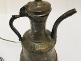 19th Century Middle Eastern Dallah Arabic Copper Coffee Pot Table Lamp