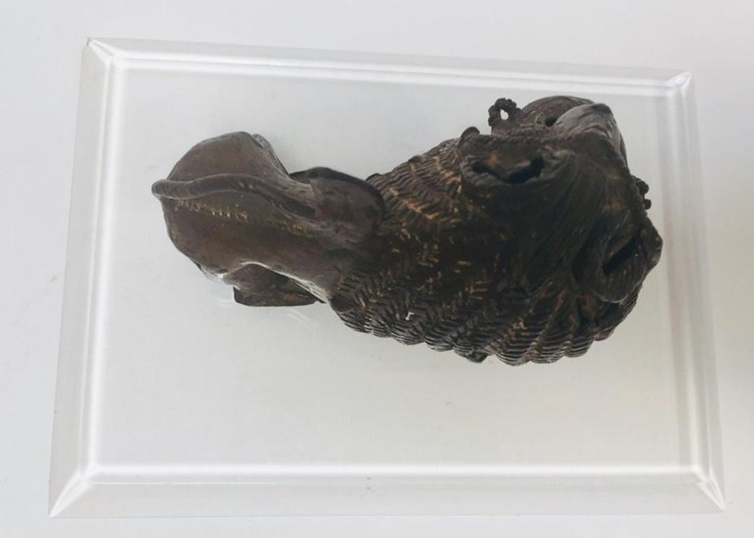 Vintage West African Cast-Brass Mythical Lion Folk Art Sculpture, circa 1960