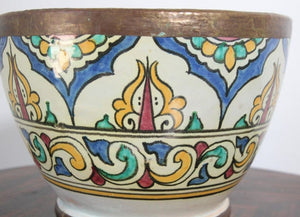 Moorish Ceramic Glazed Bowl Handcrafted in Fez Morocco
