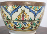 Antique Moroccan Ceramic Glazed Bowl Handcrafted in Fez Meknes Jobbana 1900