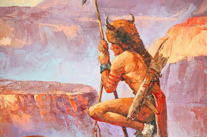 Native American Hunter with his Mustang Oil Painting — additional view 11
