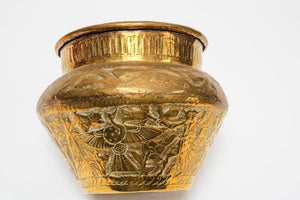 Middle Eastern Islamic Brass Bowl with Egyptian Scene