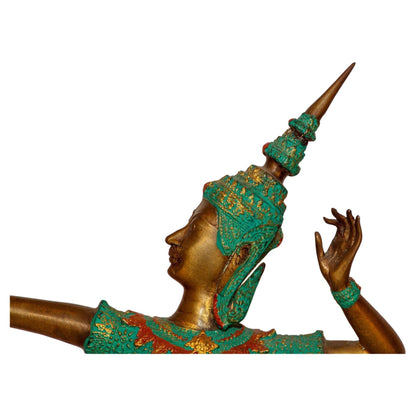 Vintage Bronze Gold and Green Thai Figurine of Prince Rama with a Bow — additional view 6