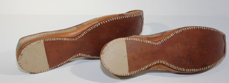 Antique Leather Mughal Shoes with Gold Embroidered