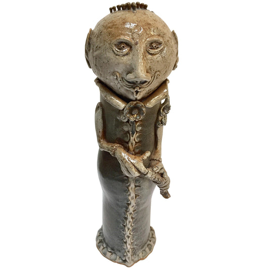 Art Studio Pop Brutalist Fantasy Figure Signed Ceramic Sculpture Capron Style — United States
