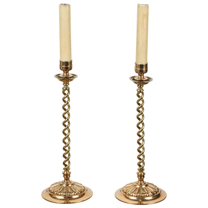 Victorian Brass Candlesticks, Barley Twist Design, Circa 1890 — main image