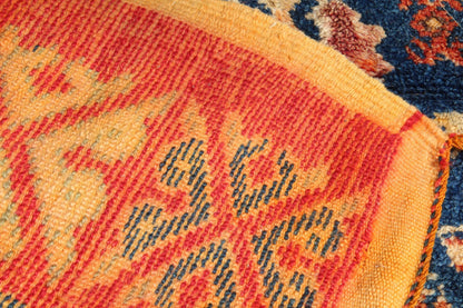 1960s Vintage Moroccan Tribal Rug by Berber Artisans, Indigo & Orange
