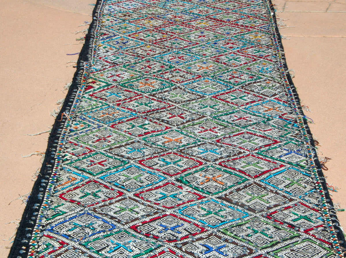 1950s Vintage Zemmour Moroccan Rug Berber Runner, 3ft x 16.4ft long