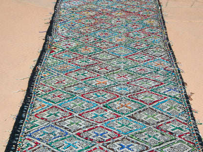 1950s Vintage Zemmour Moroccan Rug Berber Runner, 3ft x 16.4ft long